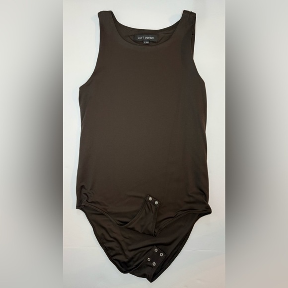 LOFT Tops - LOFT Versa 360 Knit Tank Bodysuit Brown Coconut Shell Sleeveless Size M